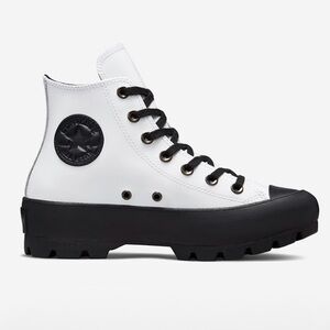 Women's White and Black High-Top Sneakers